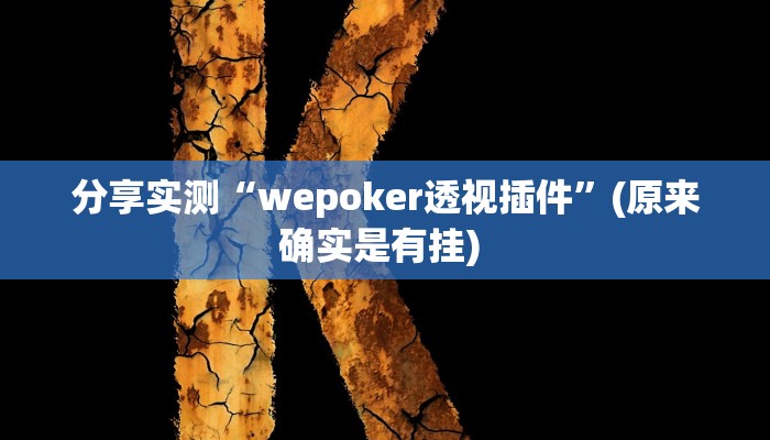 分享实测“wepoker透视插件”(原来确实是有挂) 