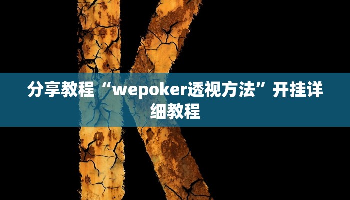分享教程“wepoker透视方法”开挂详细教程