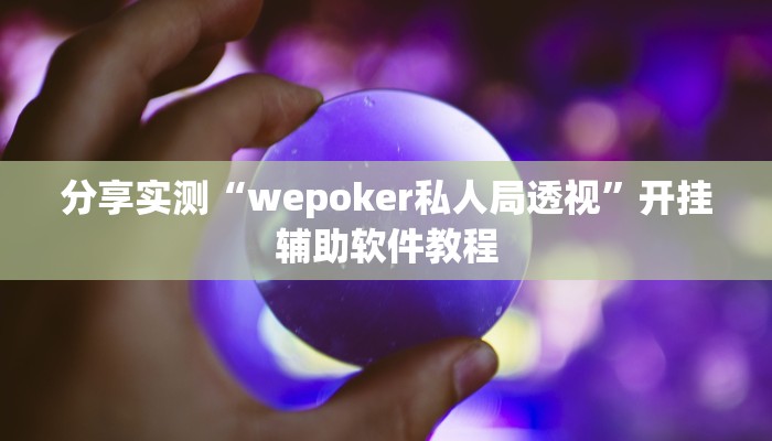 分享实测“wepoker私人局透视”开挂辅助软件教程