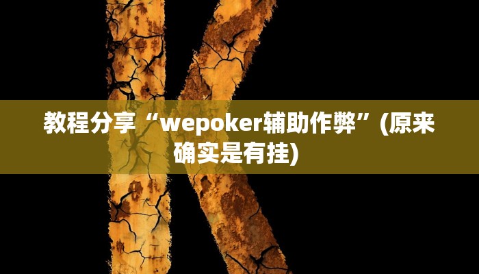 教程分享“wepoker辅助作弊”(原来确实是有挂) 