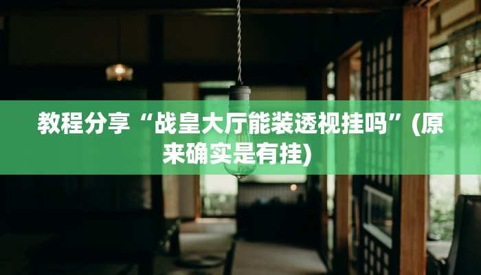 教程分享“战皇大厅能装透视挂吗”(原来确实是有挂) 