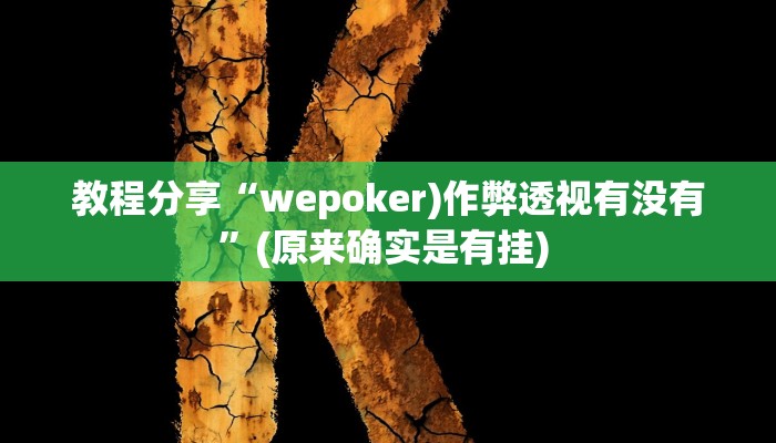 教程分享“wepoker)作弊透视有没有”(原来确实是有挂) 