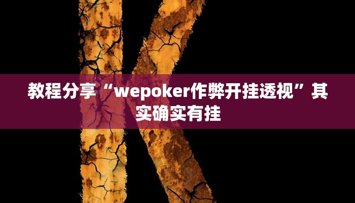 教程分享“wepoker作弊开挂透视”其实确实有挂