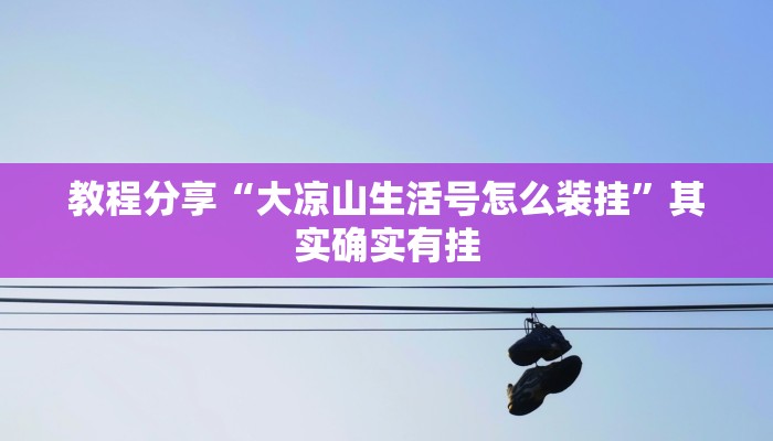 教程分享“大凉山生活号怎么装挂”其实确实有挂