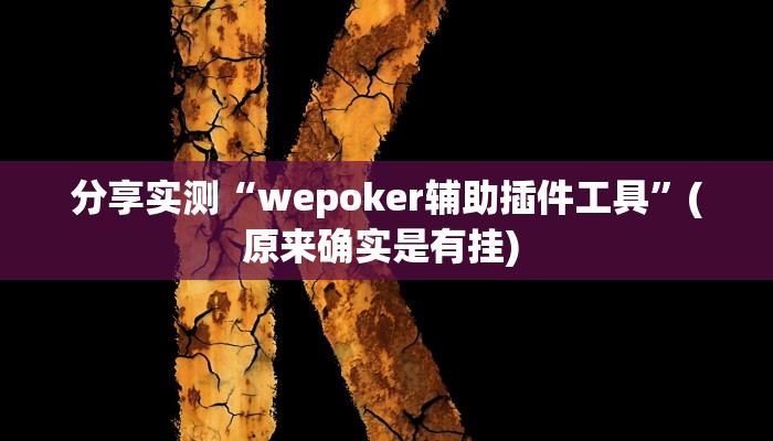 分享实测“wepoker辅助插件工具”(原来确实是有挂) 