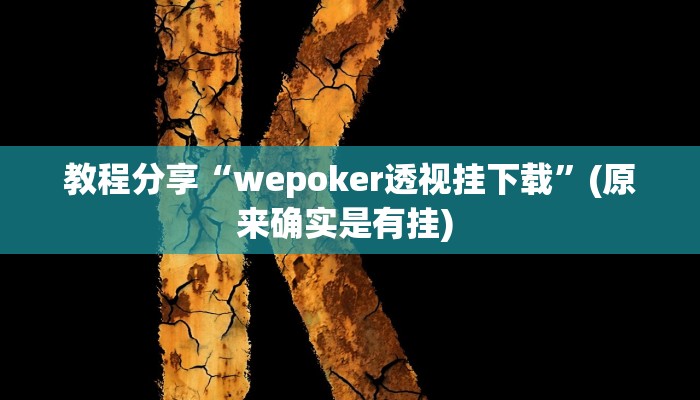 教程分享“wepoker透视挂下载”(原来确实是有挂) 