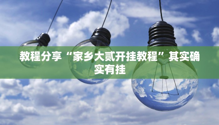 教程分享“家乡大贰开挂教程”其实确实有挂