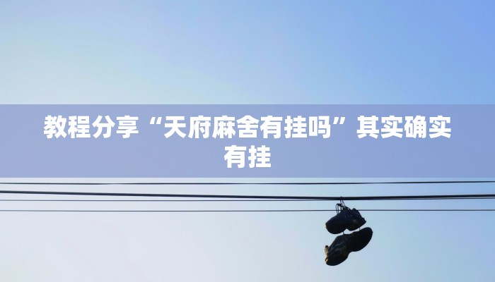 教程分享“天府麻舍有挂吗”其实确实有挂