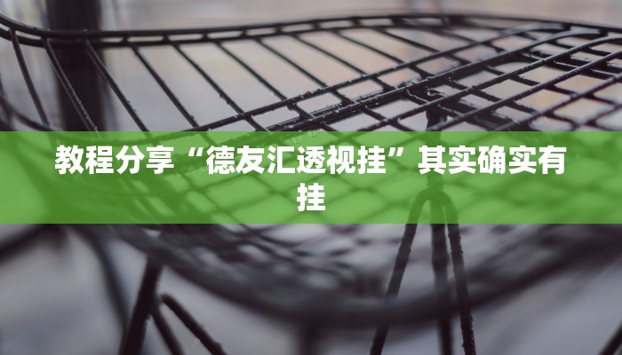 教程分享“德友汇透视挂”其实确实有挂