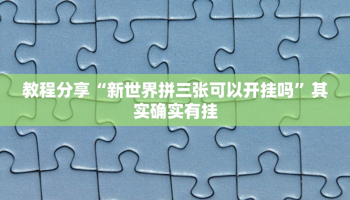 教程分享“新世界拼三张可以开挂吗”其实确实有挂