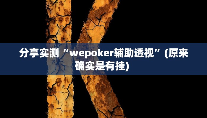 分享实测“wepoker辅助透视”(原来确实是有挂) 