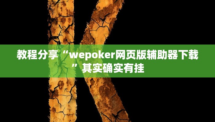 教程分享“wepoker网页版辅助器下载”其实确实有挂