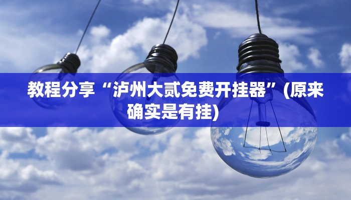 教程分享“泸州大贰免费开挂器”(原来确实是有挂) 