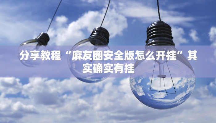 分享教程“麻友圈安全版怎么开挂”其实确实有挂