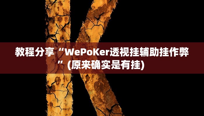 教程分享“WePoKer透视挂辅助挂作弊”(原来确实是有挂) 
