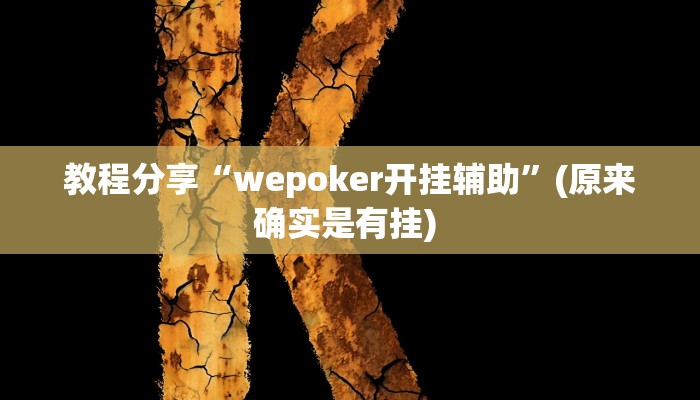 教程分享“wepoker开挂辅助”(原来确实是有挂) 