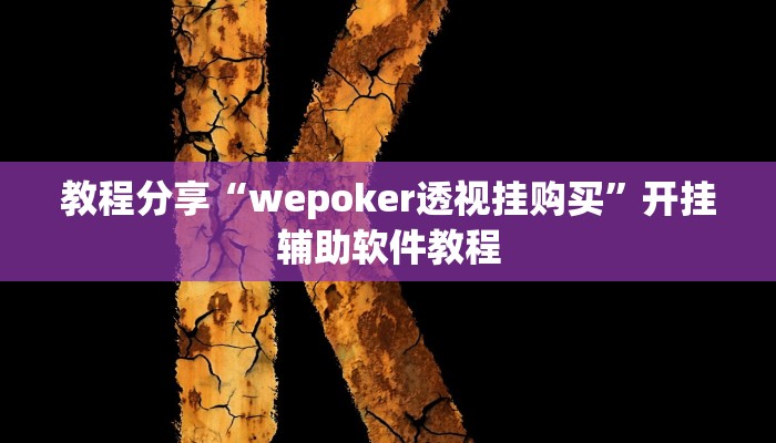 教程分享“wepoker透视挂购买”开挂辅助软件教程