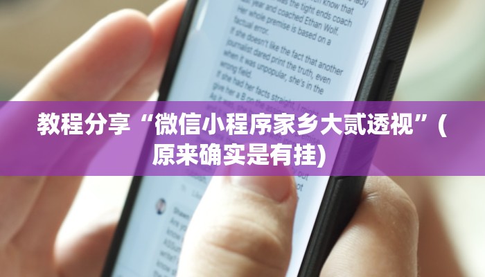 教程分享“微信小程序家乡大贰透视”(原来确实是有挂) 