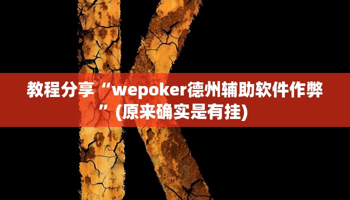 教程分享“wepoker德州辅助软件作弊”(原来确实是有挂) 