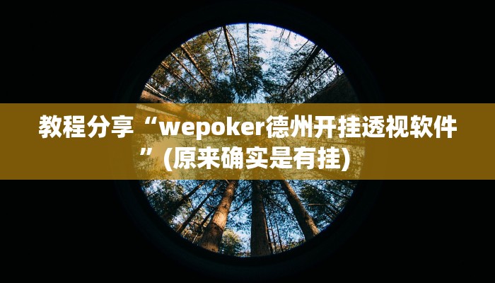 教程分享“wepoker德州开挂透视软件”(原来确实是有挂) 
