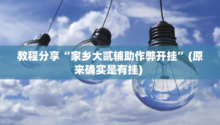 教程分享“家乡大贰辅助作弊开挂”(原来确实是有挂) 