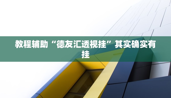教程辅助“德友汇透视挂”其实确实有挂