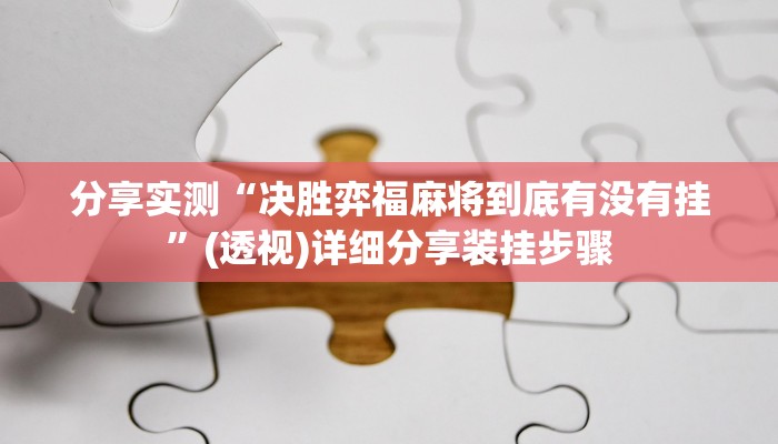 分享实测“决胜弈福麻将到底有没有挂”(透视)详细分享装挂步骤