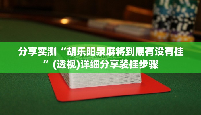分享实测“胡乐阳泉麻将到底有没有挂”(透视)详细分享装挂步骤 分享实测“胡乐阳泉麻将到底有没有挂”(透视)详细分享装挂步骤