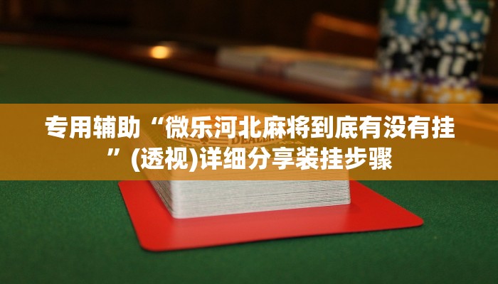 专用辅助“微乐河北麻将到底有没有挂”(透视)详细分享装挂步骤