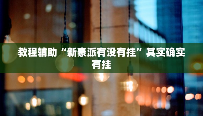 教程辅助“新豪派有没有挂”其实确实有挂