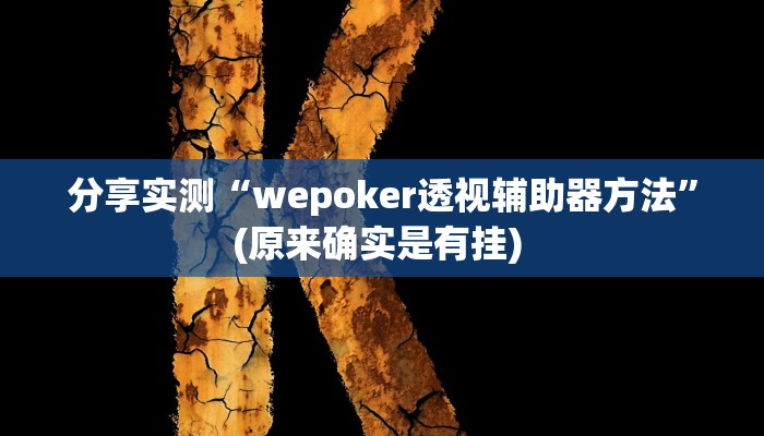 分享实测“wepoker透视辅助器方法”(原来确实是有挂) 