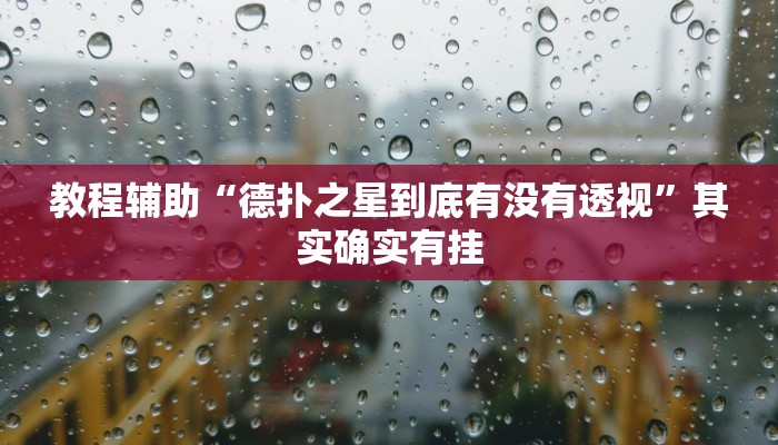 教程辅助“德扑之星到底有没有透视”其实确实有挂