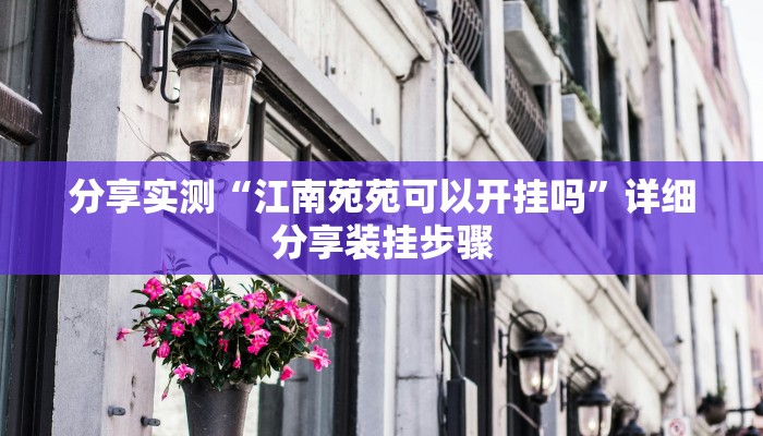 分享实测“江南苑苑可以开挂吗”详细分享装挂步骤