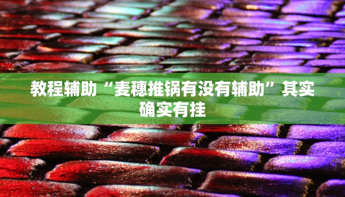 教程辅助“麦穗推锅有没有辅助”其实确实有挂 教程辅助“麦穗推锅有没有辅助”其实确实有挂