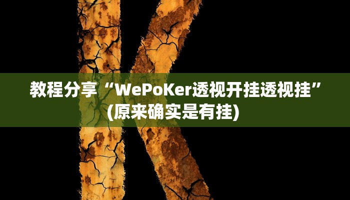 教程分享“WePoKer透视开挂透视挂”(原来确实是有挂) 教程分享“WePoKer透视开挂透视挂”(原来确实是有挂)