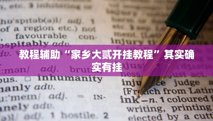 教程辅助“家乡大贰开挂教程”其实确实有挂