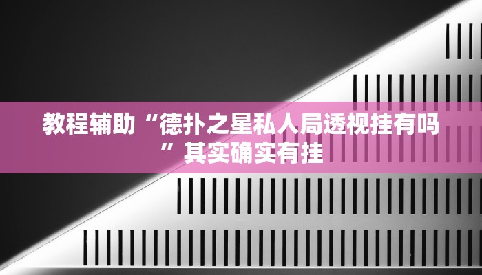 教程辅助“德扑之星私人局透视挂有吗”其实确实有挂