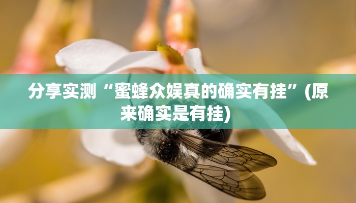 分享实测“蜜蜂众娱真的确实有挂”(原来确实是有挂) 