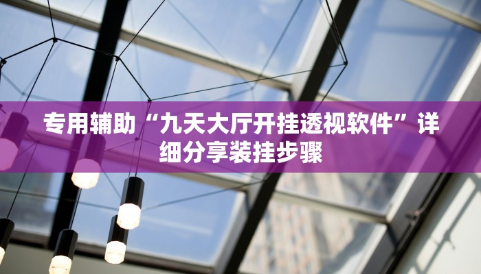 专用辅助“九天大厅开挂透视软件”详细分享装挂步骤