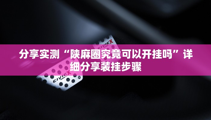 分享实测“陕麻圈究竟可以开挂吗”详细分享装挂步骤 分享实测“陕麻圈究竟可以开挂吗”详细分享装挂步骤