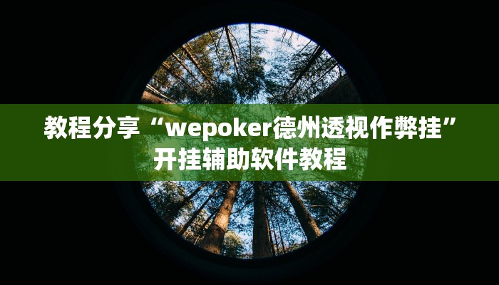 教程分享“wepoker德州透视作弊挂”开挂辅助软件教程