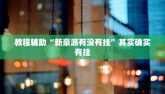 教程辅助“新豪派有没有挂”其实确实有挂