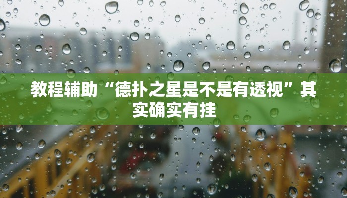 教程辅助“德扑之星是不是有透视”其实确实有挂