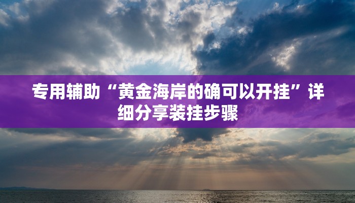 专用辅助“黄金海岸的确可以开挂”详细分享装挂步骤