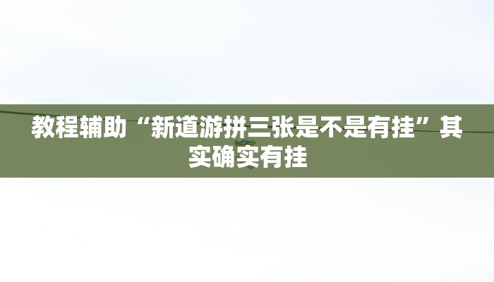 教程辅助“新道游拼三张是不是有挂”其实确实有挂 教程辅助“新道游拼三张是不是有挂”其实确实有挂