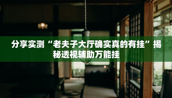 分享实测“老夫子大厅确实真的有挂”揭秘透视辅助万能挂