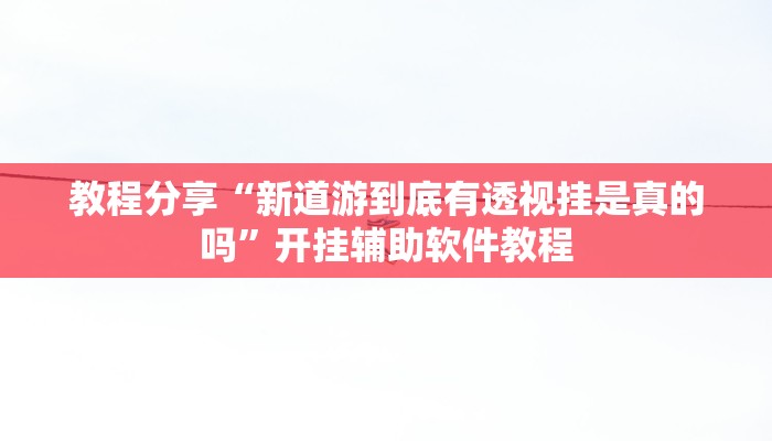 教程分享“新道游到底有透视挂是真的吗”开挂辅助软件教程