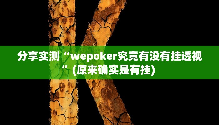 分享实测“wepoker究竟有没有挂透视”(原来确实是有挂) 