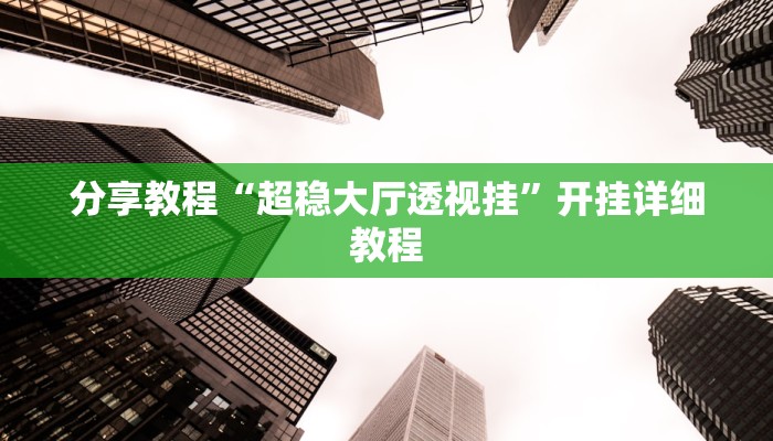 分享教程“超稳大厅透视挂”开挂详细教程