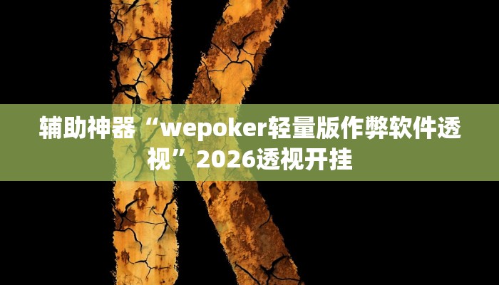 辅助神器“wepoker轻量版作弊软件透视”2026透视开挂